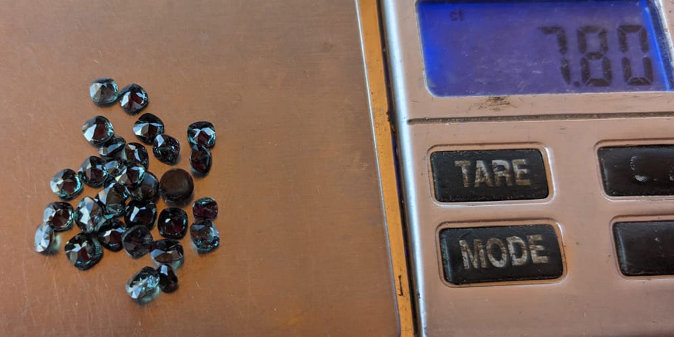 Color-change garnet lot in Mada waiting for shipment