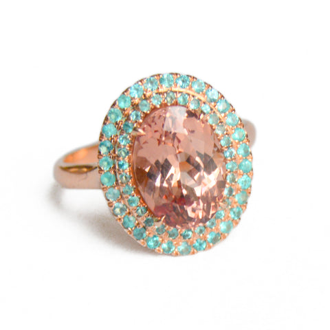 Malaya Garnet and Paraiba Tourmaline Ring