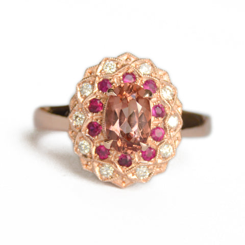 Malaya Garnet, Ruby and Diamond (Camellia Ring)