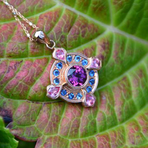 Purple Garnet, Hauyne and Mahenge Spinel (Tudor Pendant)
